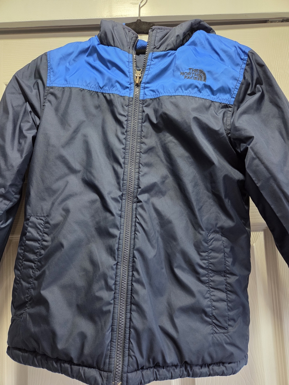 The North Face Kids Navy and Bright Blue Reversible Insulated Jacket